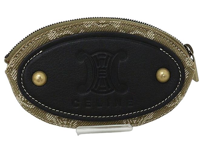 Céline Celine Macadam Coin Case Keyring Beige Khaki