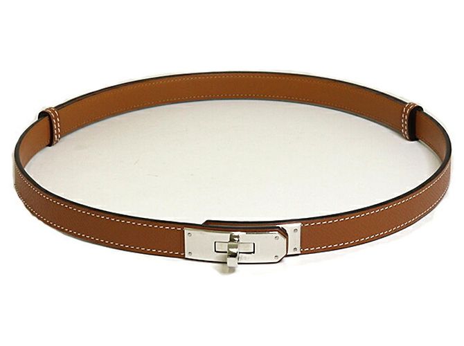 Hermès Cinto Hermes Kelly em couro Epsom Marrom Dourado