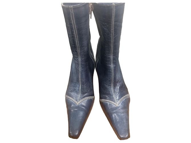 Autre Marque Botines de cuero azul Antonio Eboli