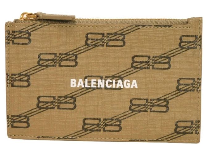 Everyday Balenciaga BB Monogram Coin Case Brown Beige
