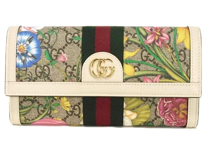 Cartera Continental Gucci Ophidia GG Flora Blanco