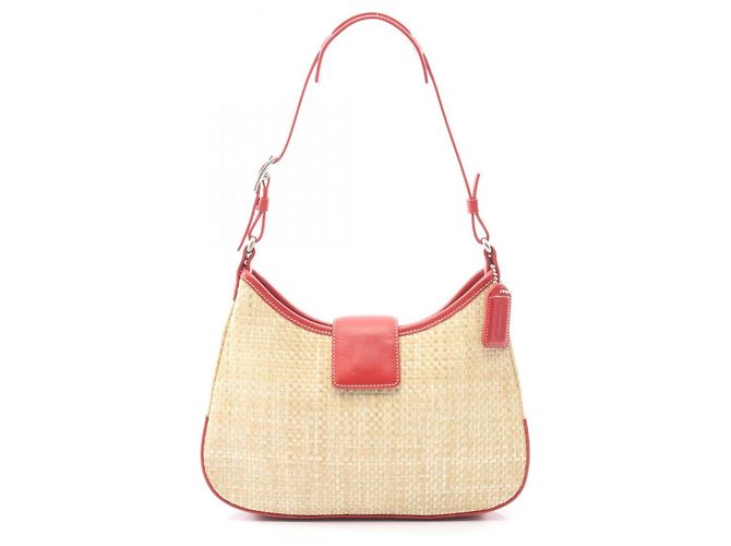 Bolsa de Ombro Coach Bege e Vermelha Vermelho