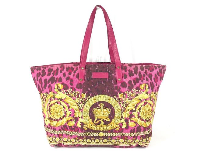 Saco Tote/Ombro Versace Logo Print Rosa Amarelo