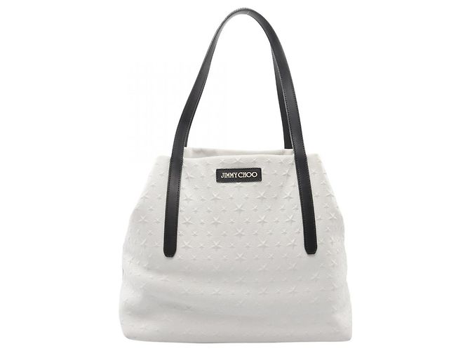 Borsa Tote Jimmy Choo Sofia M con stella impressa Nero Bianco
