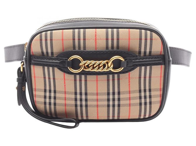 Borsello a tracolla Burberry Check Link Nero Beige
