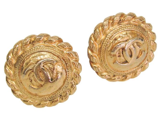 Orecchini a clip vintage Chanel COCO Mark D'oro