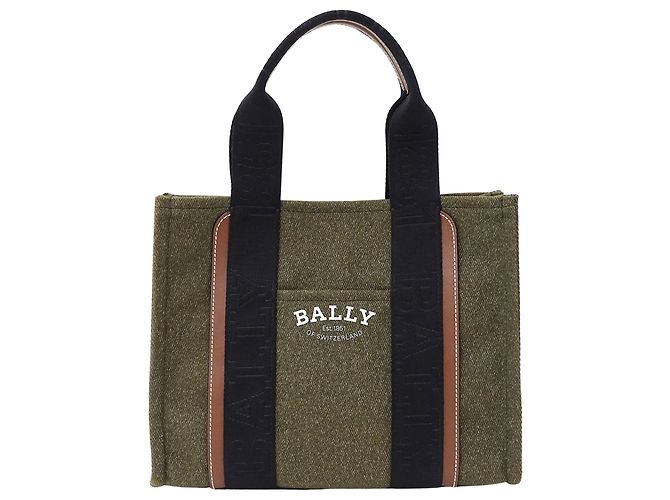 mala Tote Bally em lona cáqui Caqui