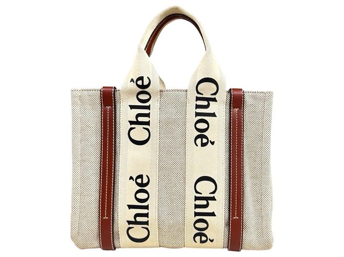 Sac à main Chloé Small Tote Woody Marron Beige