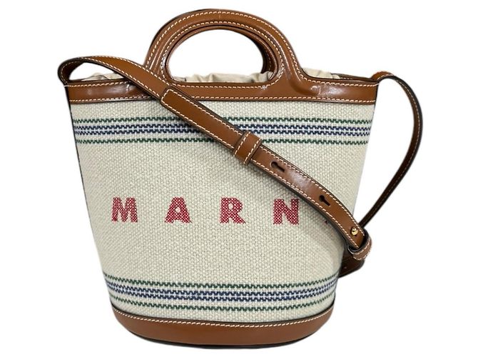 Borsa a secchiello piccola Marni Tropicalia Marrone