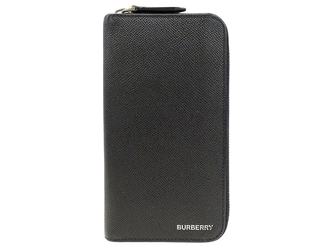 Burberry Black Leather Long Wallet