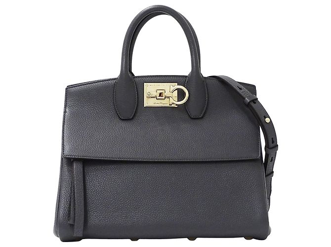 Bolsa de couro cinza Salvatore Ferragamo Marrom