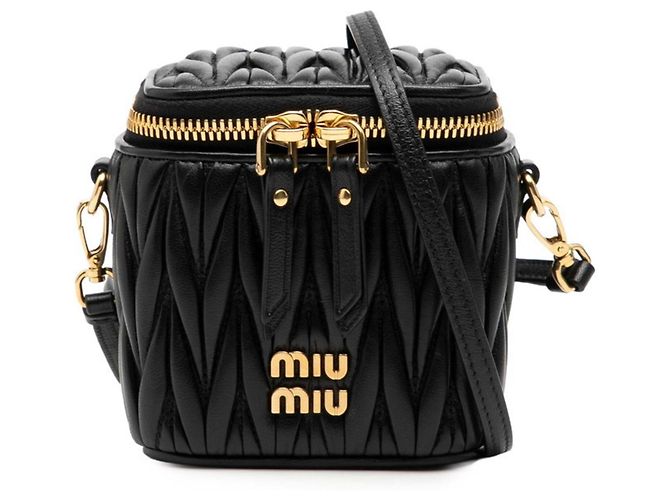 Miu Miu Matelassé Mini Schultertasche Schwarz