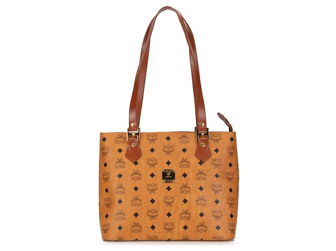 Saco Tote MCM Visetos Logogram Marrom