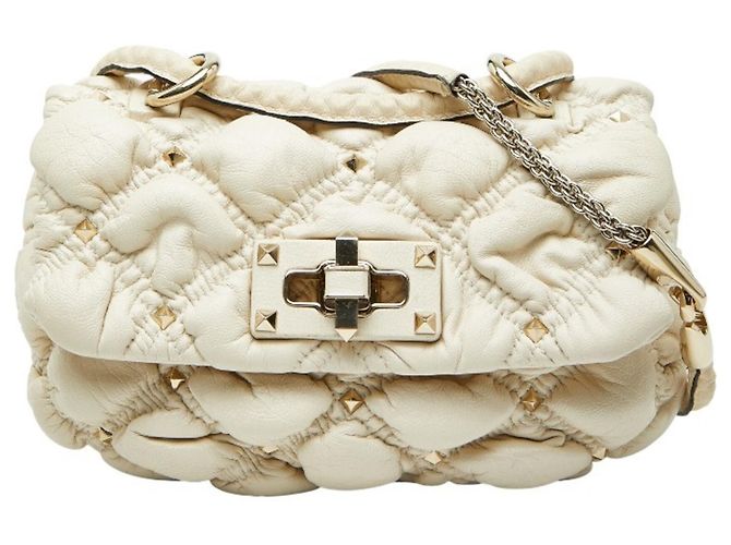Bolso bandolera mini Valentino Rockstud Spike Blanco Crudo