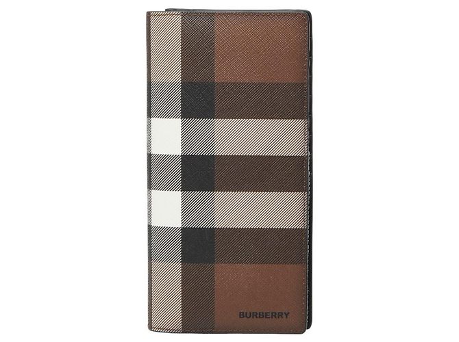 Burberry Check Long Wallet Brown Black White