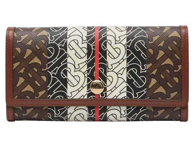 Burberry TB Monogram Long Wallet Brown Black