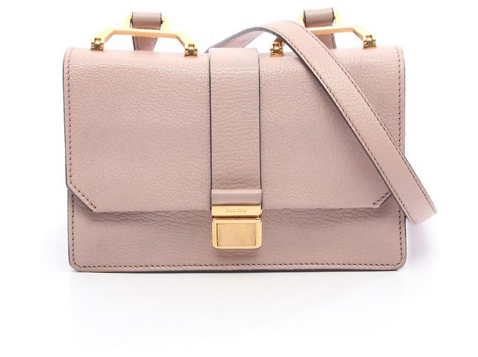 Bolsa de Ombro Miu Miu em Couro Madras Rosa
