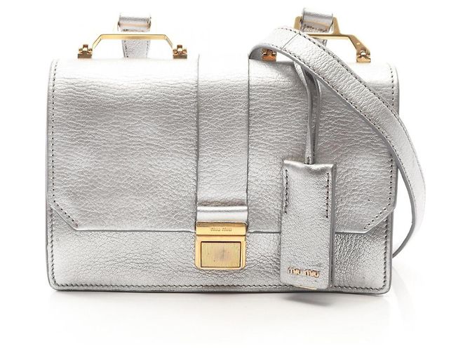 Borsa a tracolla Miu Miu Madras Argento D'oro