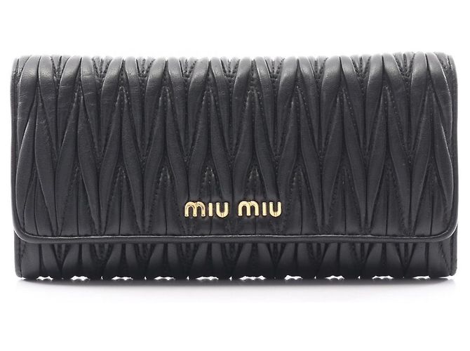Miu Miu Matelasse Bi-fold Long Wallet Black