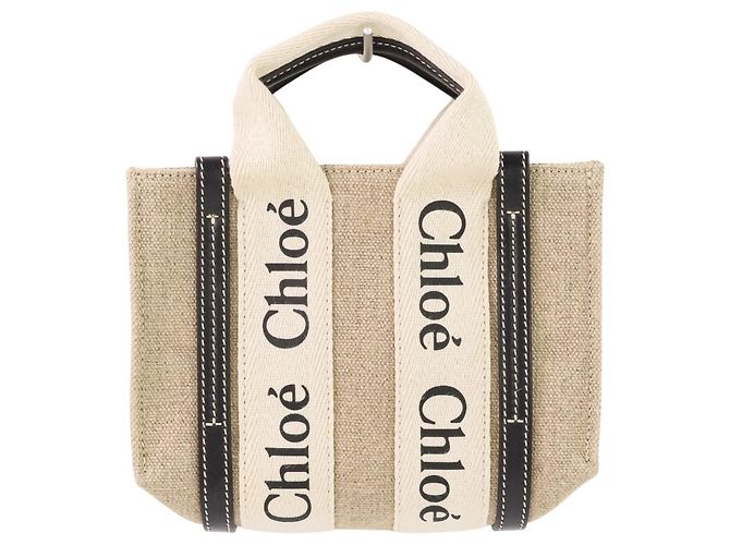 Sac Cabas Mini Chloé Woody Noir Beige