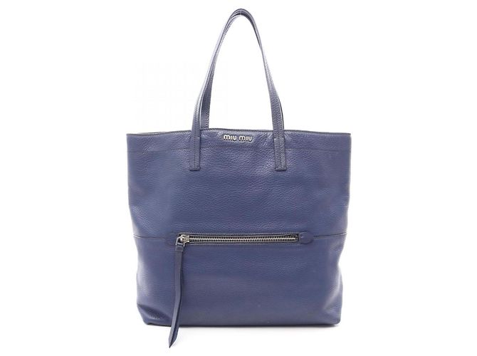 Borsa Tote Miu Miu in pelle blu