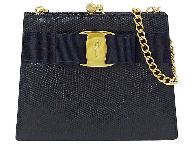 Borsa in pelle blu navy Salvatore Ferragamo