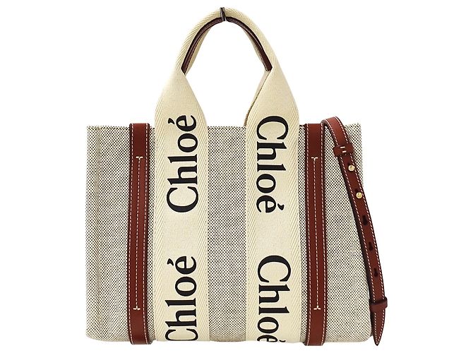 Borsa a mano Chloé in tela beige e marrone