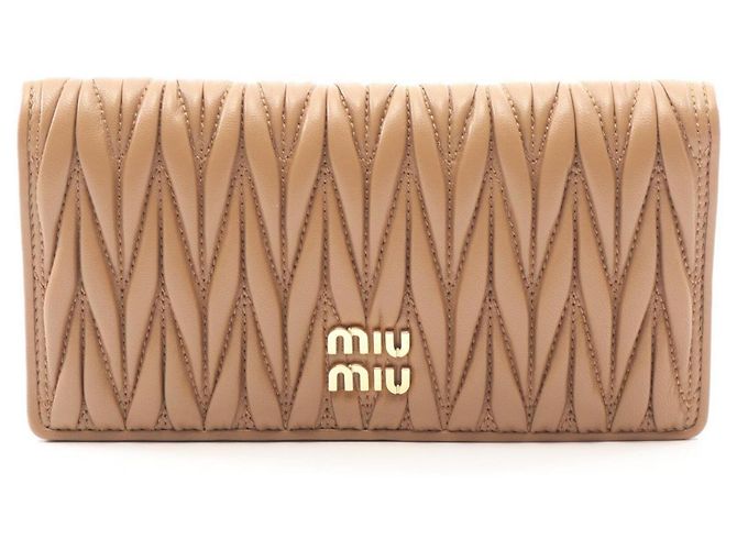 Miu Miu Matelassé Bi-fold Long Wallet Brown