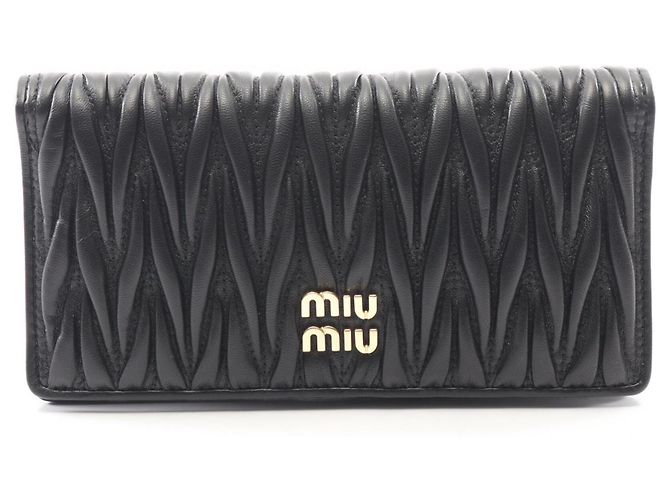 Miu Miu Matelassé Bi-fold Long Wallet Black