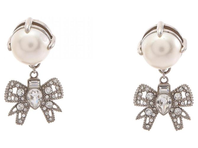 Pendientes de botón Miu Miu Miu Ribbon Plata