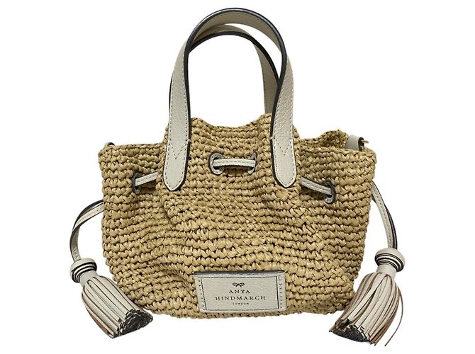 Anya Hindmarch Small Drawstring Raffia Tote Bag kleine Raffia-Tasche mit Kordelzug