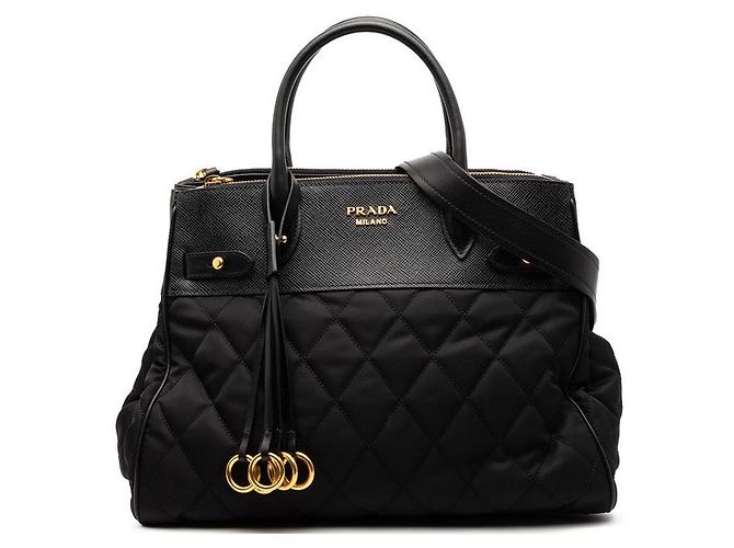 Prada Quilted 2-Way Handbag Black