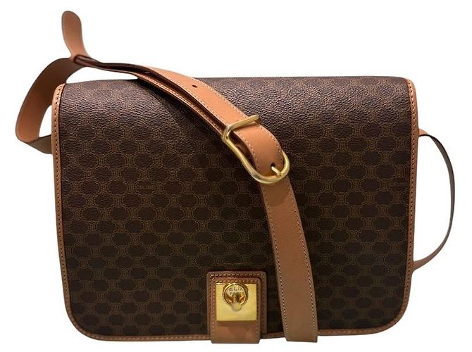 Céline Celine Macadam Shoulder Bag Brown