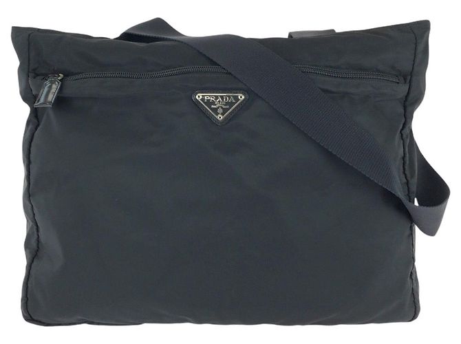 Prada Tessuto Triangle Logo Tote Black