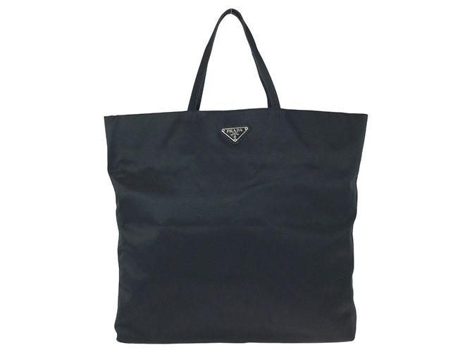 Prada Triangle Logo Tote Schwarz