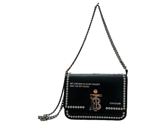 Bolsa de Ombro em Couro Burberry Preto