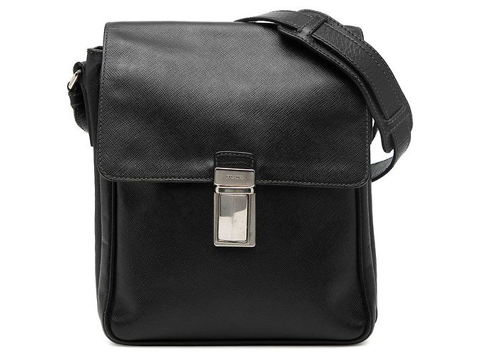 Bolsa de Ombro Prada Logo Preto