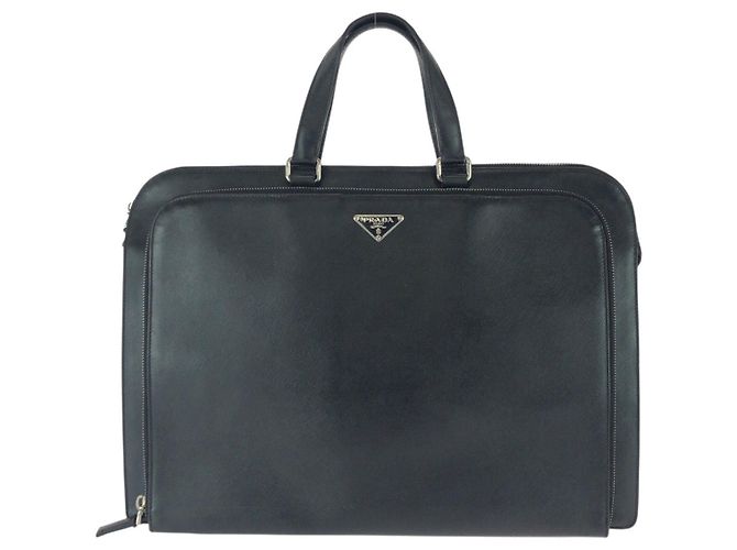 Maletín Prada Saffiano con logotipo triangular Negro