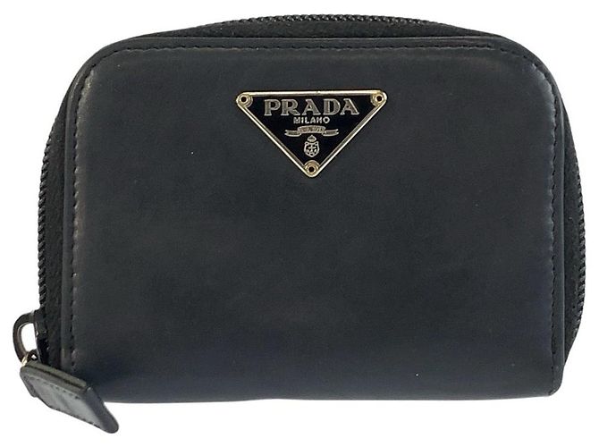 Portamonete Prada con logo Triangle Nero