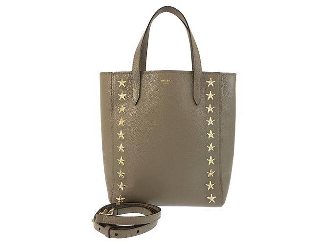 Borsa Tote Jimmy Choo Pegasi N/S Star Studs Marrone Beige