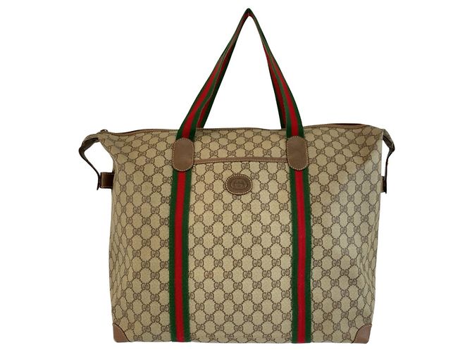 Gucci Sherry Line Tote Bag Braun Beige