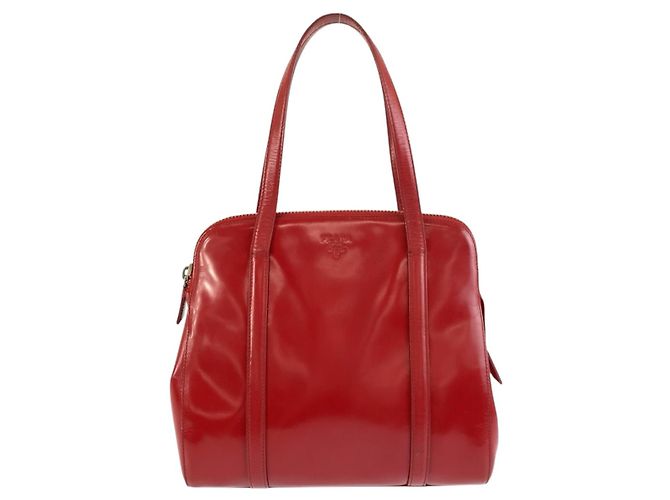 Tote Sac cabas Prada en cuir verni Rouge