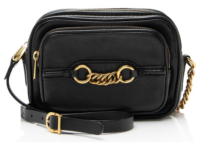 Borsa Camera Burberry in pelle con catena Nero