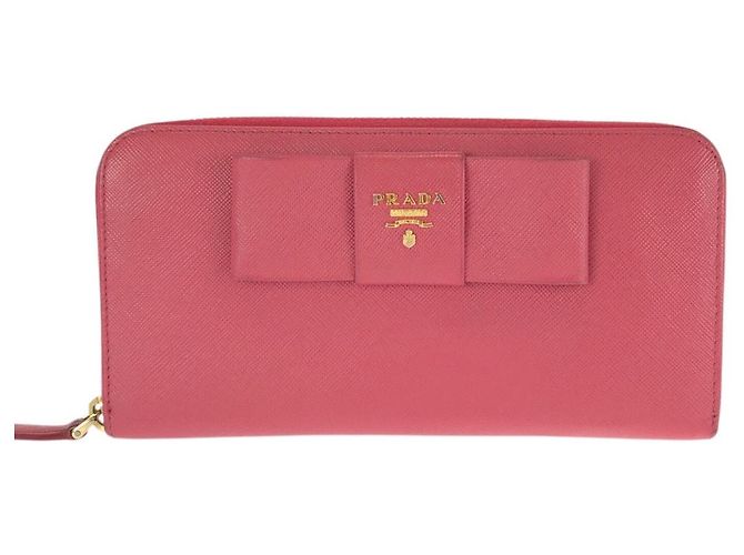 Prada Saffiano Fiocco Long Wallet Pink