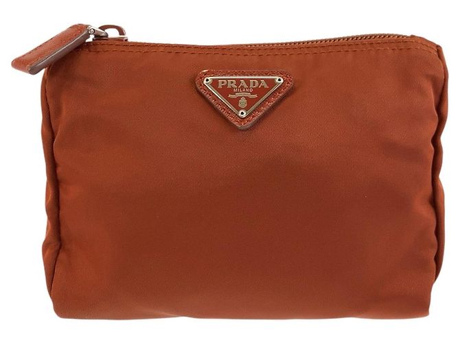 Trousse à cosmétiques Prada en Tessuto avec logo triangle Marron