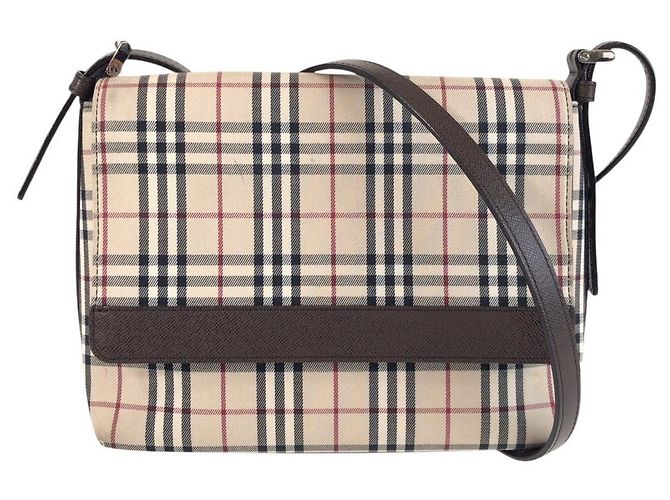 Borsa a tracolla Burberry Check Marrone Beige