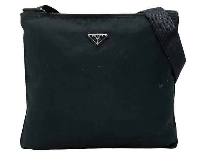 Borsa a tracolla Prada Tessuto con logo triangolare Nero