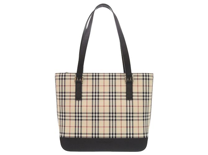 Borsa Burberry Nova Check Canvas Nero Beige