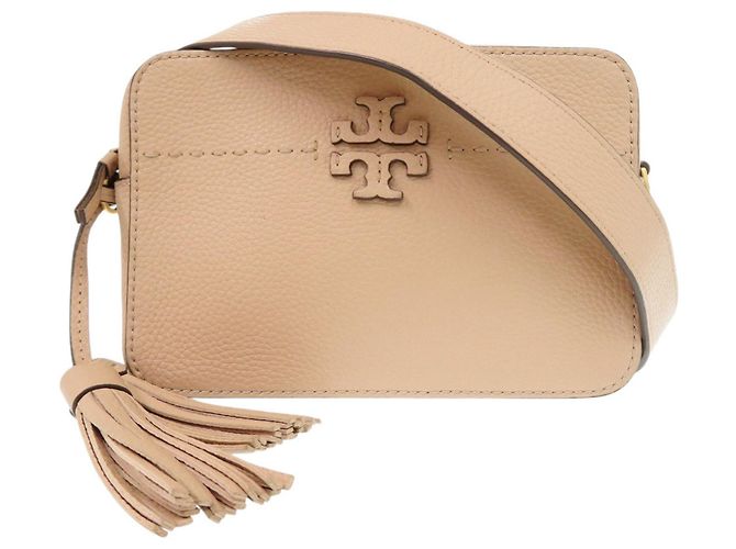 Sac à épaule en cuir Tory Burch McGraw Beige