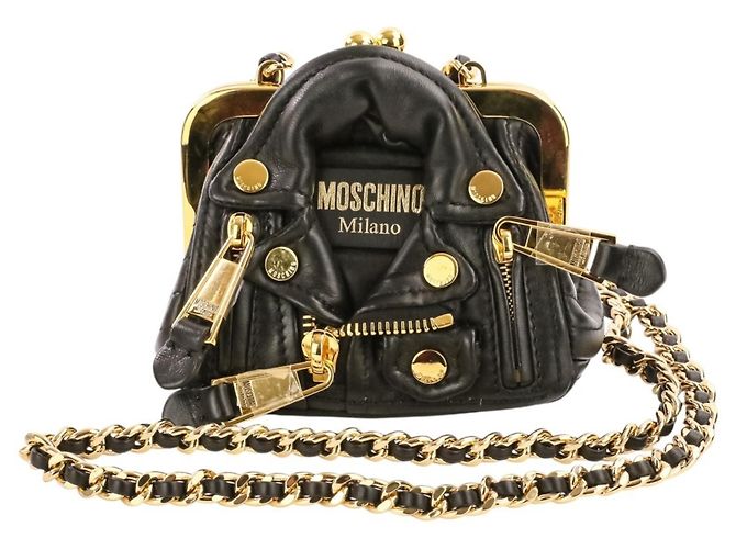 Mini Bolso de Hombro Moschino Rider's Chain Pouch Negro